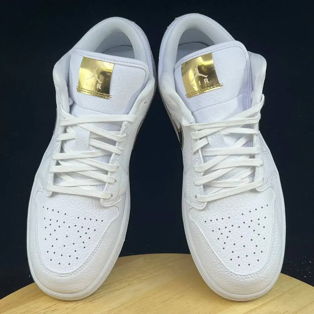 Nike Air Jordan 1 Low Se White-Metallic Gold-White Womens Sz 11.5 [CZ4776-100] - Picture 8 of 10
